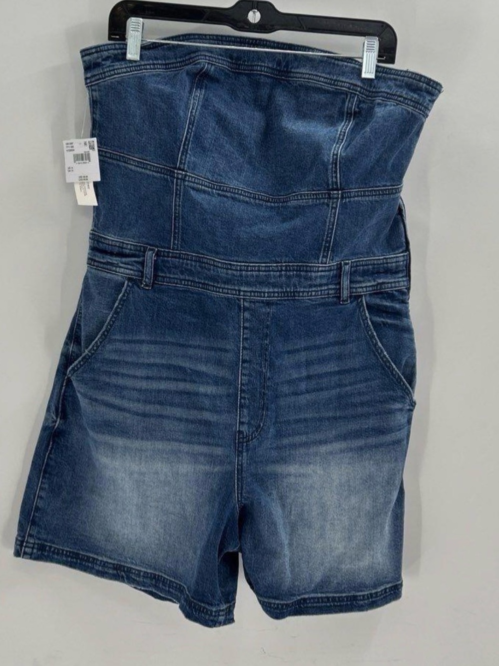 American Eagle Denim Strapless Romper One-Piece - Blue